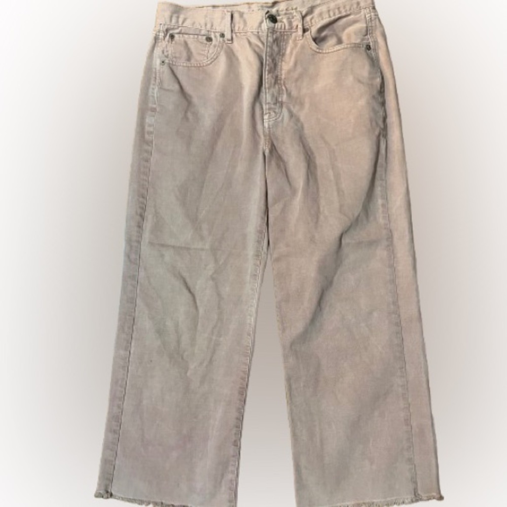 American Eagle Outfitters Wide Leg Crop Button Fly Denim Blush Pink Jeans Size 8